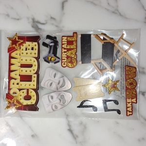 Drama Club 3D stickers red with gold glitter and black glitter New with tags